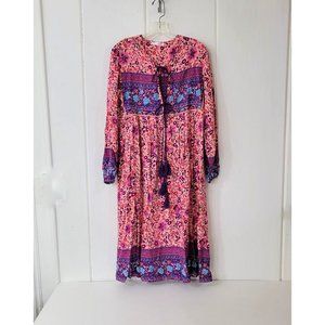 R. Vivimos Pink and Purple Boho Rayon Dress